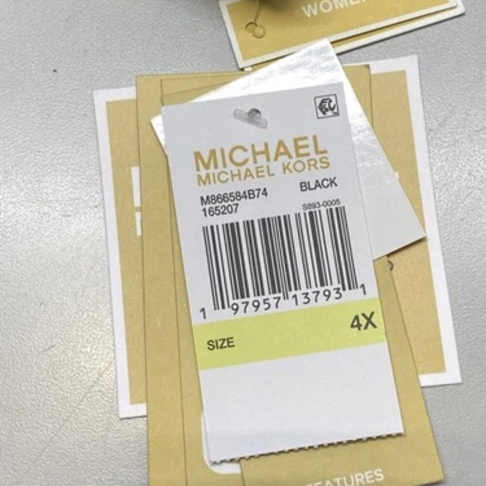 NEW MICHAEL KORS Women's Coat Black Size 4X Faux Fur Trim Hooded Puffer Full Zip - Picture 8 of 8